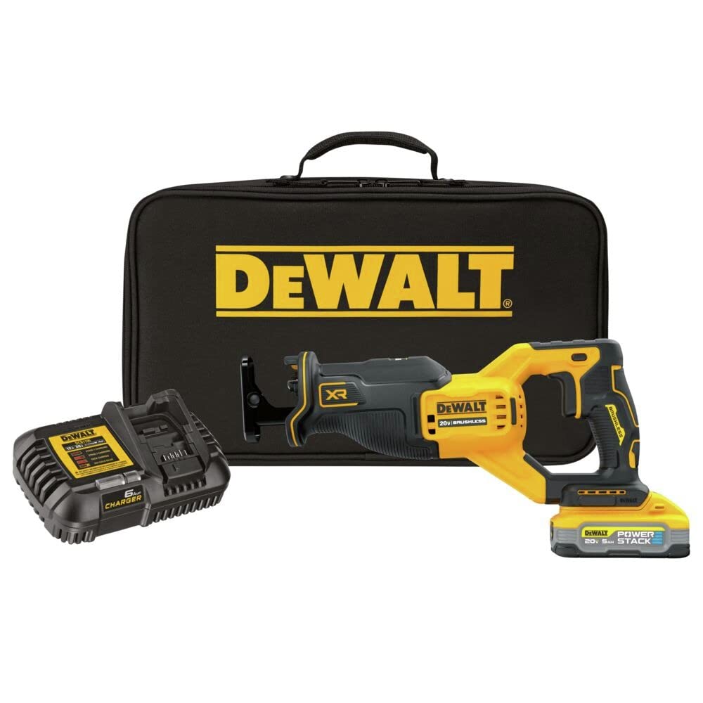 51PLuCBdZ8L DEWALT 20V MAX XR Brushless Cordless Reciprocating Saw with Battery & Charger (DCS382H1) - Image 1
