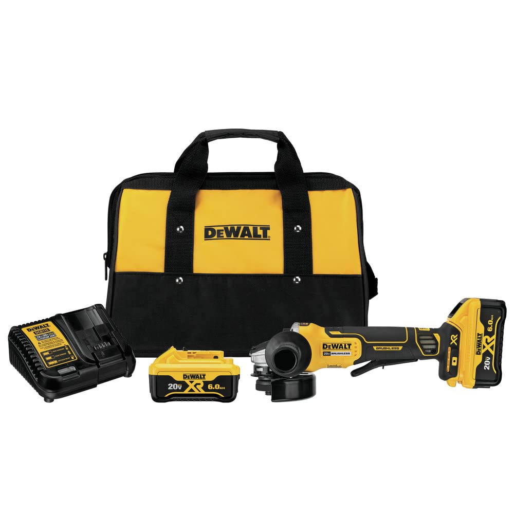 51qhM3JV_KL DEWALT DCG413R2 20V XR Brushless Cordless Angle Grinder 4.5" Kit with Batteries - Image 1