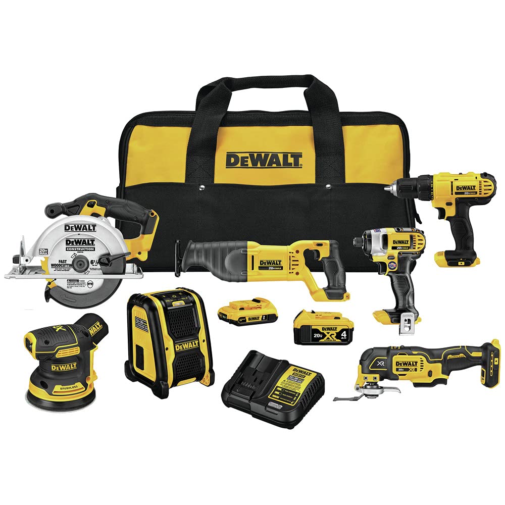 61Z5u9rw72L DEWALT 20V MAX Cordless Drill Combo Kit, 7-Tool with Bluetooth Speaker (DCK771D1M1) - Image 1