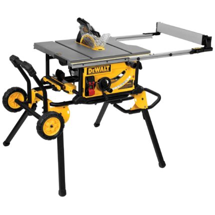 DEWALT 10-Inch Table Saw 15A, 32.5" Rip, Rolling Stand - DWE7491RS Portable Jobsite Saw with 4800 RPM